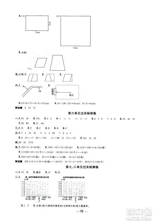 2020年阳光同学一线名师全优好卷四年级上册数学RJ人教版广东专版答案