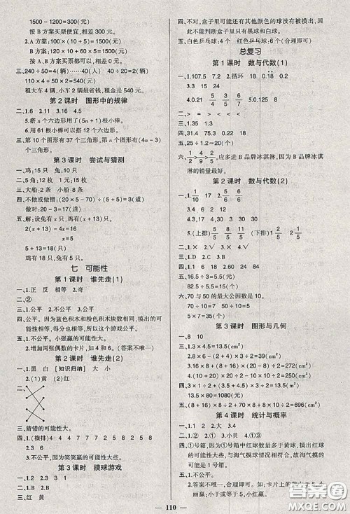 状元成才路2020秋创优作业100分导学案五年级数学上册北师版答案 状元成才路2020秋创优作业100分导学案五年级数学上册北师版答案