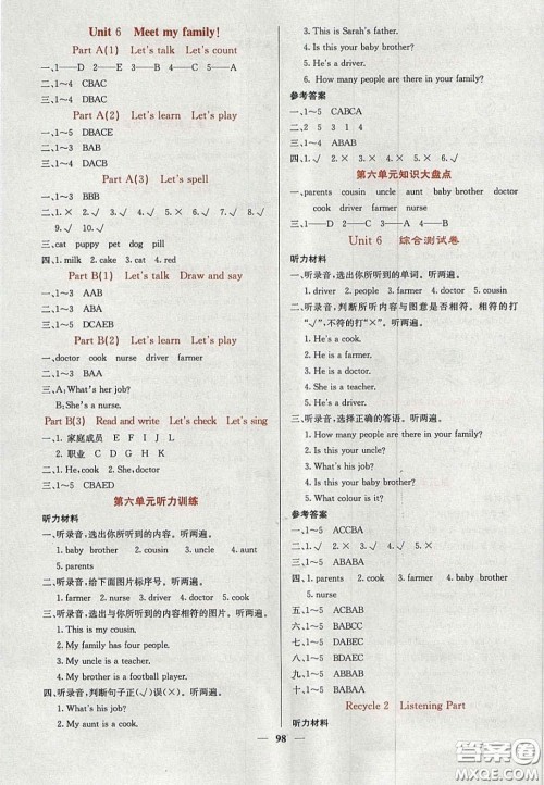 2020课堂点睛四年级英语上册人教版答案 2020课堂点睛四年级英语上册人教版答案