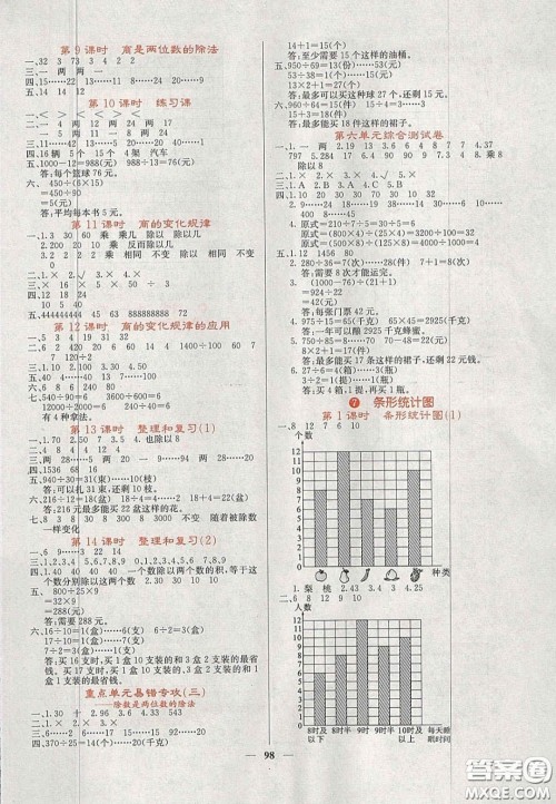 2020课堂点睛四年级数学上册人教版答案