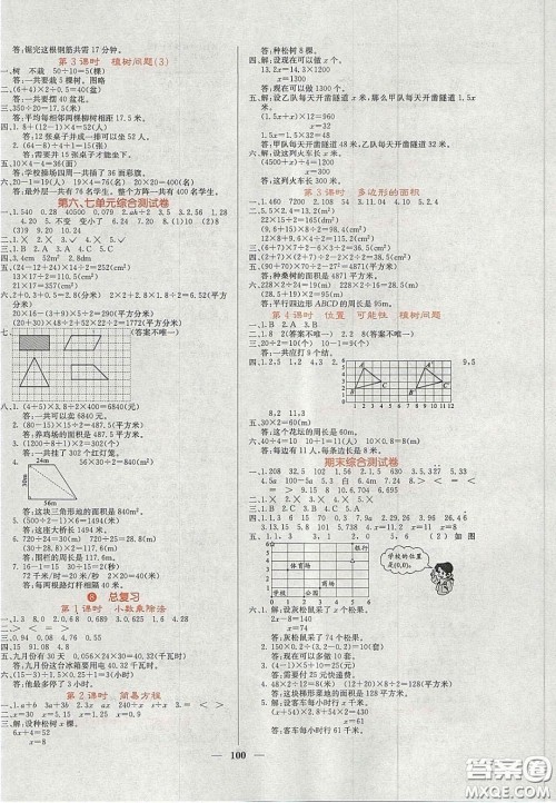 2020课堂点睛五年级数学上册人教版答案