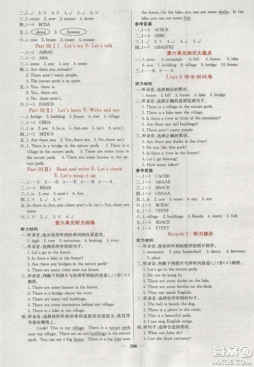 2020课堂点睛五年级英语上册人教版答案