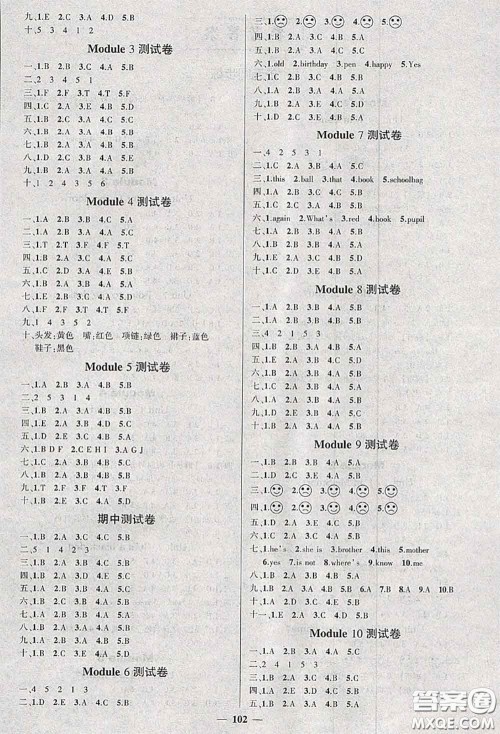 状元成才路2020秋创优作业100分导学案三年级英语上册外研版答案
