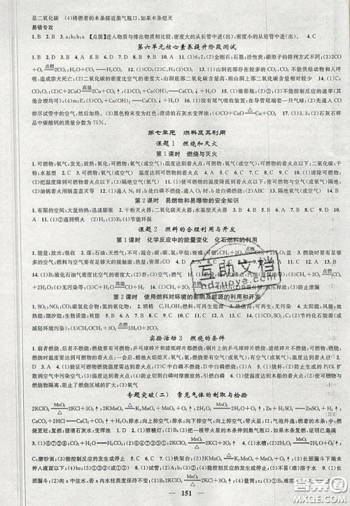 2020智慧学堂核心素养提升法九年级化学上册人教版答案