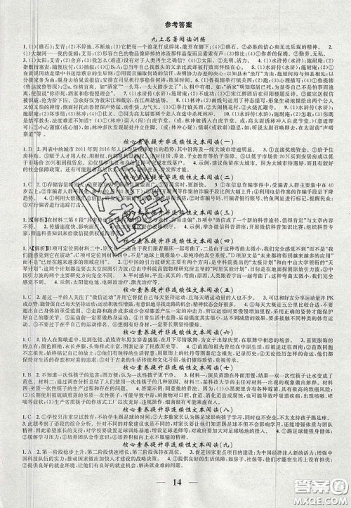 2020智慧学堂核心素养提升法九年级物理上册人教版安徽专用答案