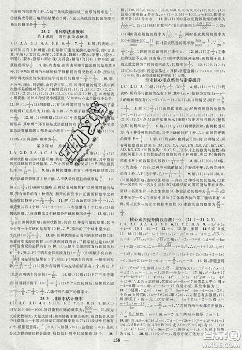 2020智慧学堂核心素养提升法九年级数学上册人教版答案