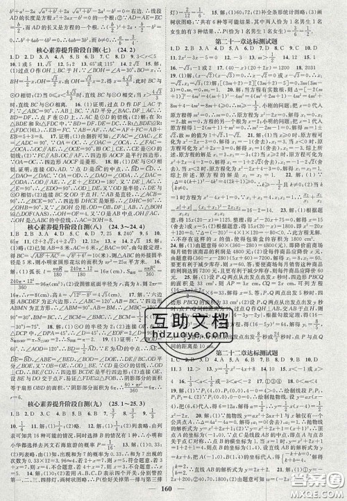 2020智慧学堂核心素养提升法九年级数学上册人教版答案