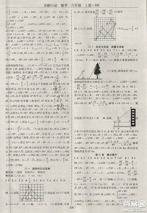 2020金榜行动课时导学案九年级数学上册沪科版答案