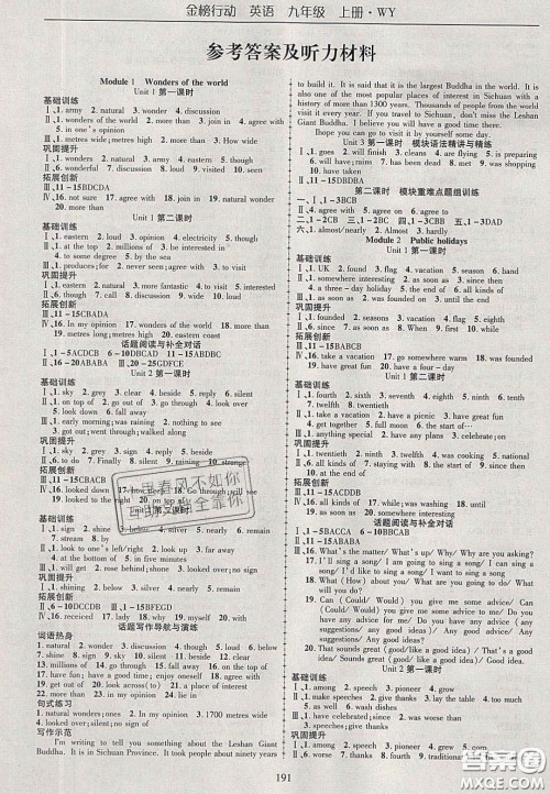 2020金榜行动课时导学案九年级英语上册外研版答案 2020金榜行动课时导学案九年级英语上册外研版答案