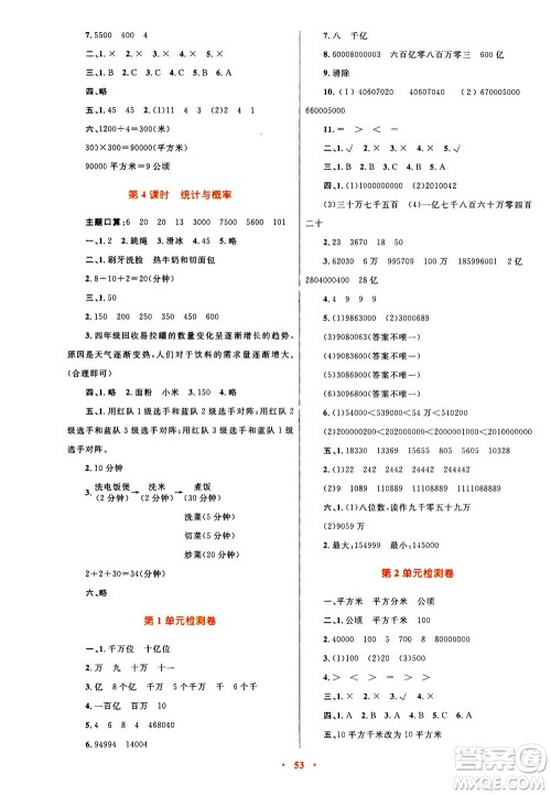 2020年快乐练练吧同步练习四年级数学人教版青海专版答案