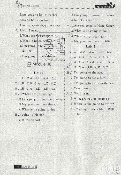 2020学习之星培优计划三年级英语上册外研版答案