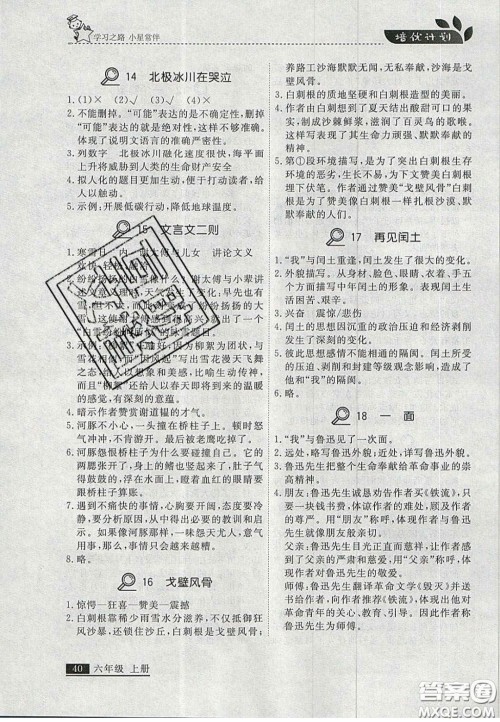 2020年学习之星培优计划六年级语文上册人教版答案 2020年学习之星培优计划六年级语文上册人教版答案