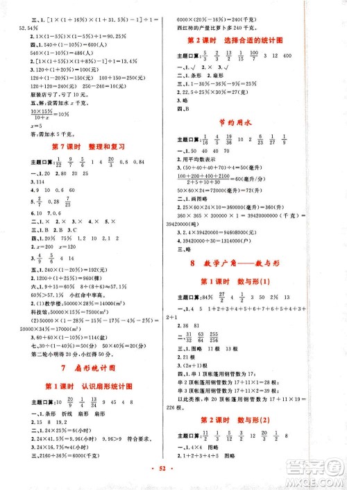 2020年快乐练练吧同步练习六年级数学人教版青海专版答案 2020年快乐练练吧同步练习六年级数学人教版青海专版答案