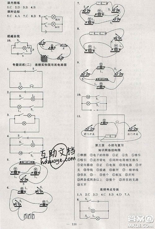 黄冈金牌之路2020秋练闯考九年级物理上册教科版参考答案 黄冈金牌之路2020秋练闯考九年级物理上册教科版参考答案