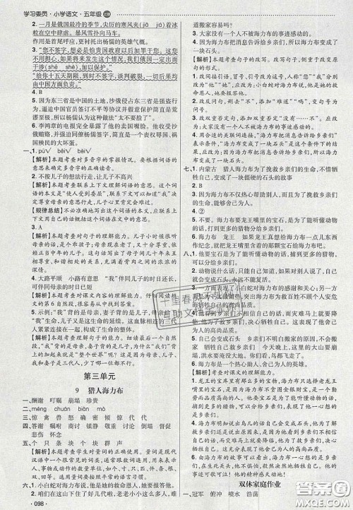 2020年学习委员小学语文五年级上册人教版答案 2020年学习委员小学语文五年级上册人教版答案