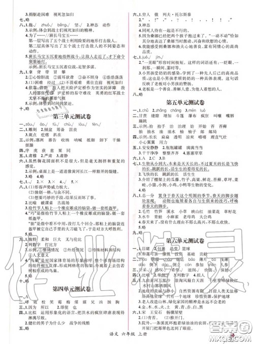 2020秋同步导学案课时练六年级语文上册人教版参考答案