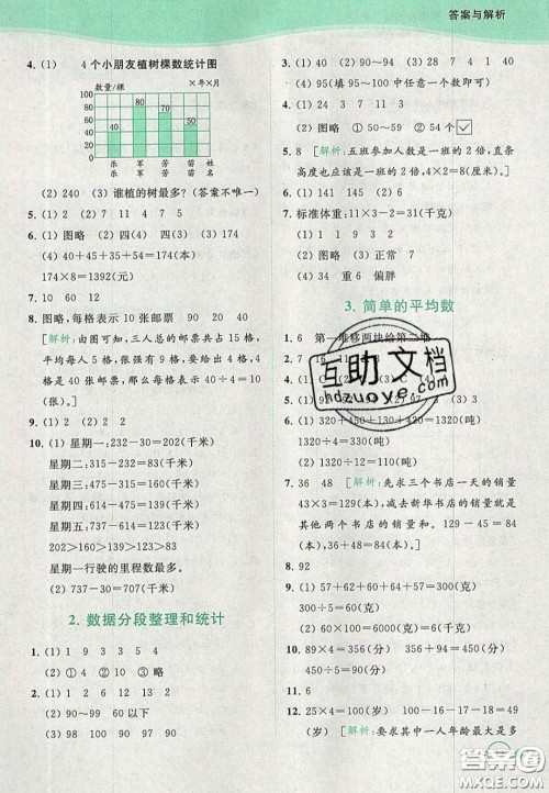2020亮点给力提优班多维互动空间四年级数学上册人教版答案