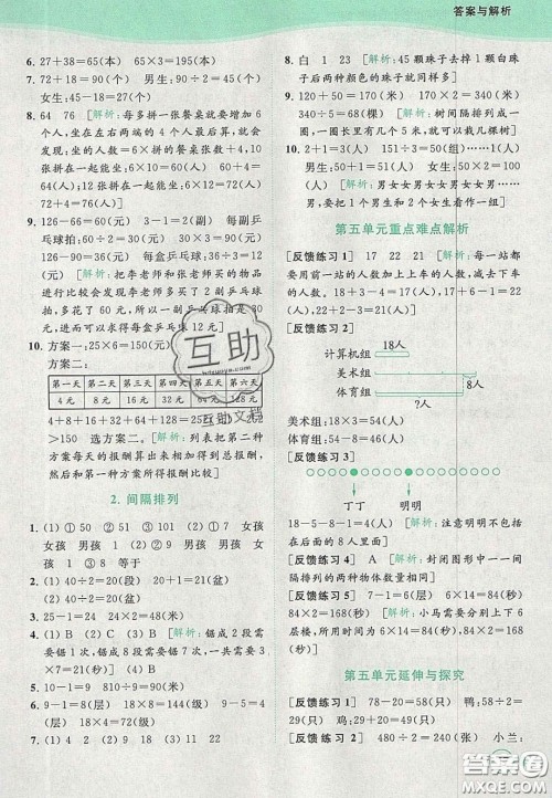 北京教育出版社2020年亮点给力提优班多维互动空间三年级数学上册人教版答案