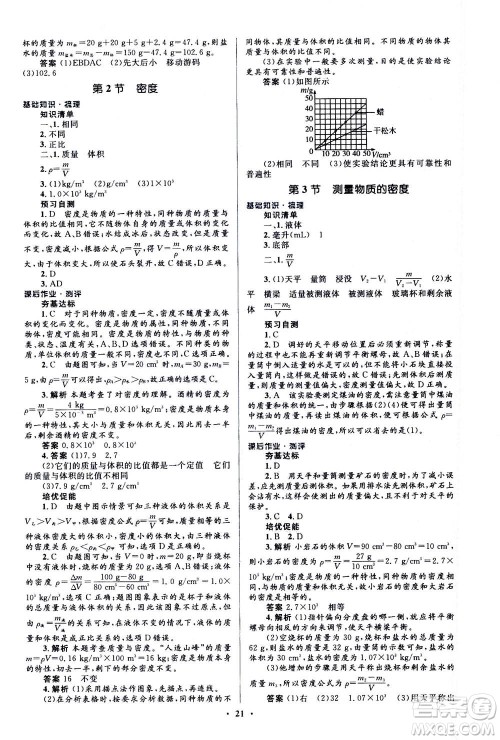 人民教育出版社2020年人教金学典同步解析与测评学练考物理八年级上册人教版答案