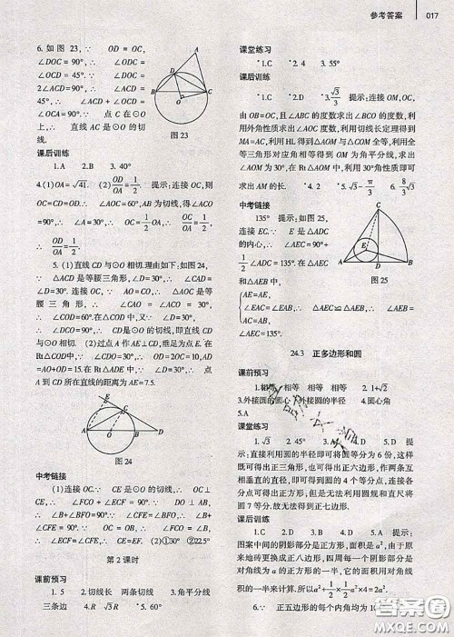 大象出版社2020年基础训练九年级数学全一册人教版参考答案