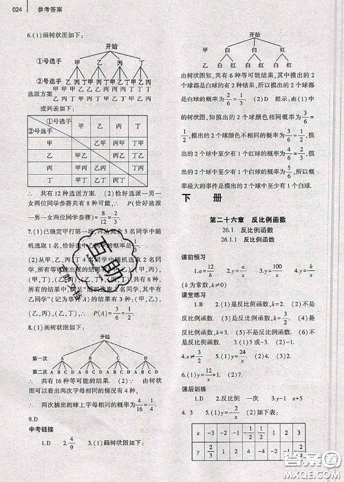 大象出版社2020年基础训练九年级数学全一册人教版参考答案