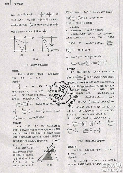 大象出版社2020年基础训练九年级数学全一册人教版参考答案