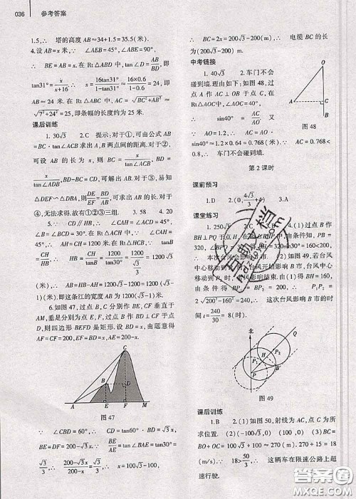 大象出版社2020年基础训练九年级数学全一册人教版参考答案