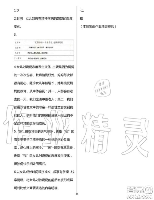 2020年秋长江作业本同步练习册五年级语文上册人教版参考答案