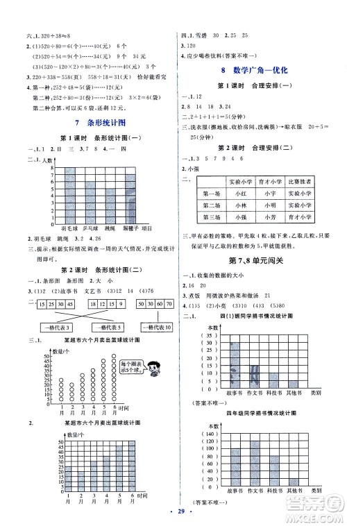 2020年人教金学典同步解析与测评学练考数学四年级上册人教版答案