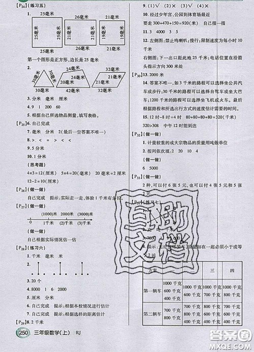 人民教育出版社2020年课本教材三年级数学上册人教版参考答案 人民教育出版社2020年课本教材三年级数学上册人教版参考答案