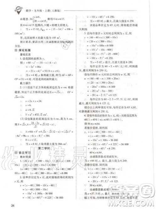 2020年新课程解决问题导学方案九年级上册数学人教版答案