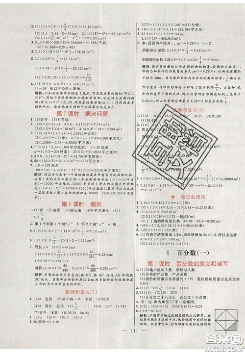 2020年亮点激活小学教材多元演练六年级数学上册人教版答案