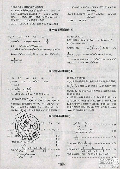 大象出版社2020年基础训练八年级数学上册人教版参考答案