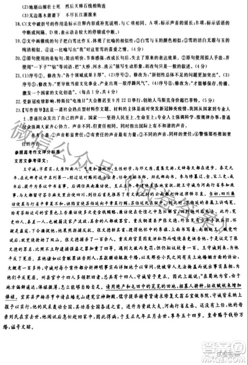 2020-2021学年金科大联考高三9月质量检测语文试卷及答案 2020-2021学年金科大联考高三9月质量检测语文试卷及答案