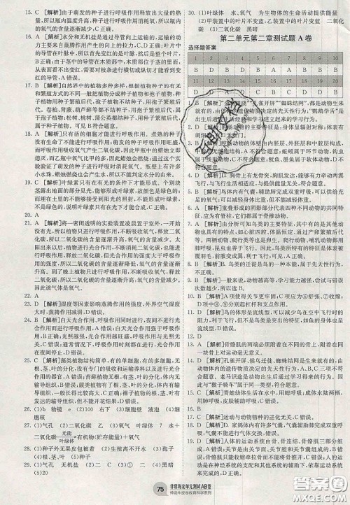 神农牛皮卷2020秋非常海淀单元测试AB卷七年级生物上册济南版答案 神农牛皮卷2020秋非常海淀单元测试AB卷七年级生物上册济南版答案