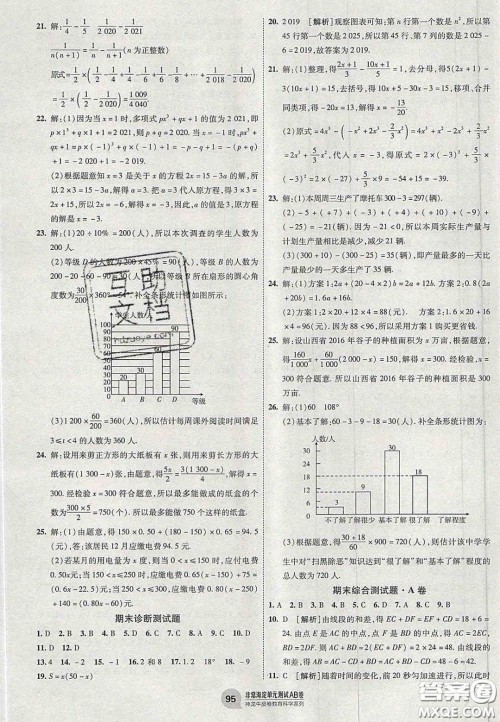 神农牛皮卷2020非常海淀单元测试AB卷七年级数学上册青岛版答案