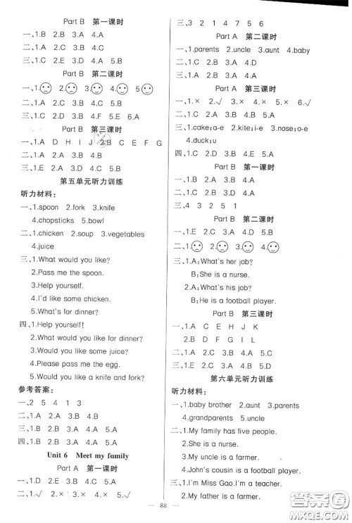 新疆青少年出版社2020秋原创新课堂四年级英语上册人教版答案 新疆青少年出版社2020秋原创新课堂四年级英语上册人教版答案