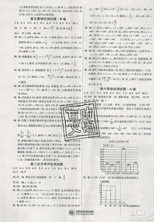 神农牛皮卷2020秋非常海淀单元测试AB卷七年级数学上册北师大版答案