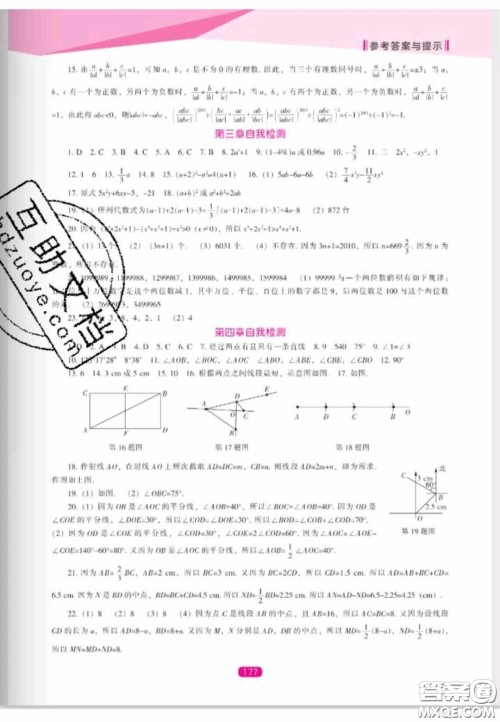 辽海出版社2020新课程能力培养七年级数学上册北师大版答案