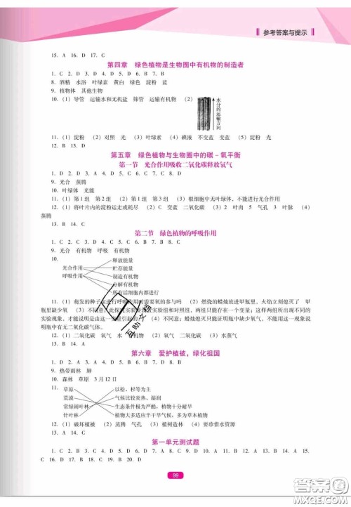 辽海出版社2020新课程能力培养七年级生物上册人教D版答案