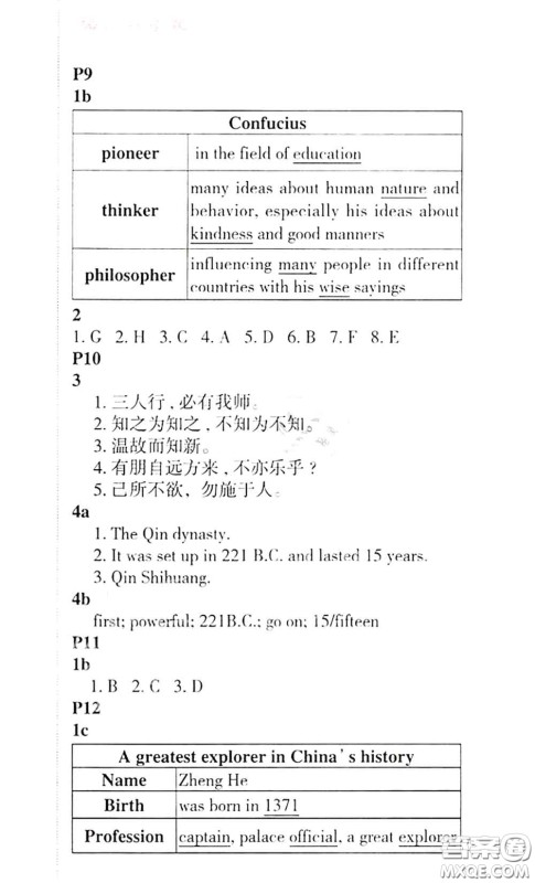 科学普及出版社2020年课本教材九年级英语上册仁爱版参考答案