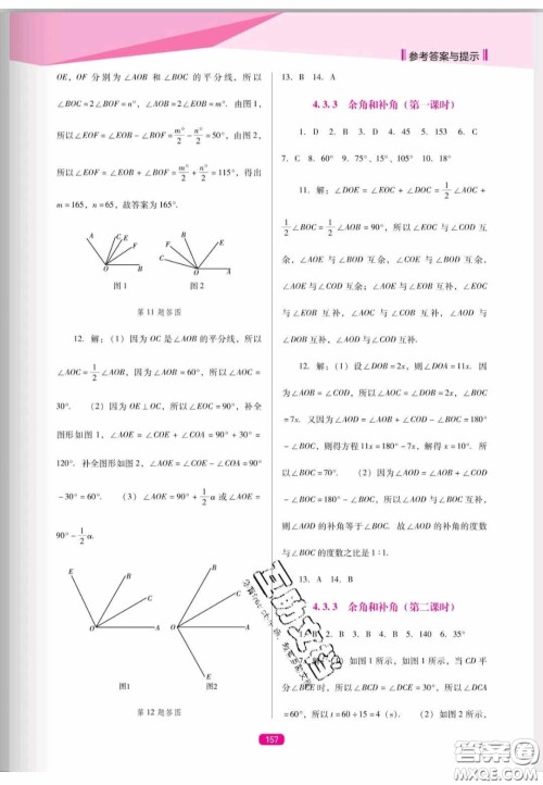 辽海出版社2020新课程能力培养七年级数学上册人教D版答案