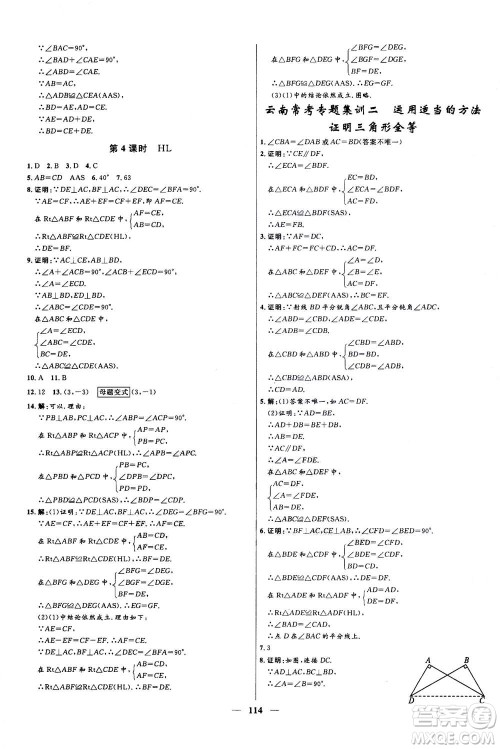 河北少年儿童出版社2020年夺冠百分百新导学课时练数学八年级上册人教版答案