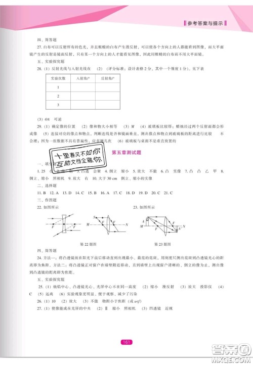 辽海出版社2020新课程能力培养八年级物理上册人教版答案