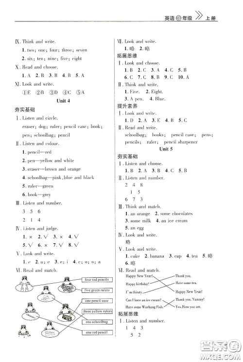 武汉出版社2020智慧学习天天向上课堂作业三年级英语上册人教版答案 武汉出版社2020智慧学习天天向上课堂作业三年级英语上册人教版答案