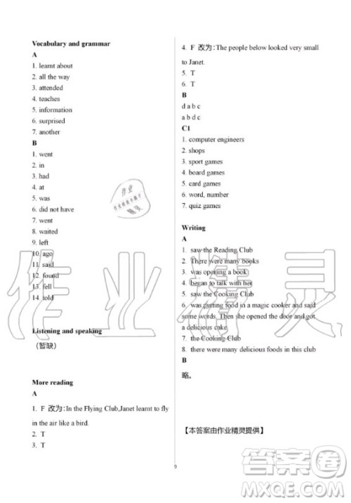 上海教育出版社2019年英语课本同步练习册七年级上册沪教版B版答案