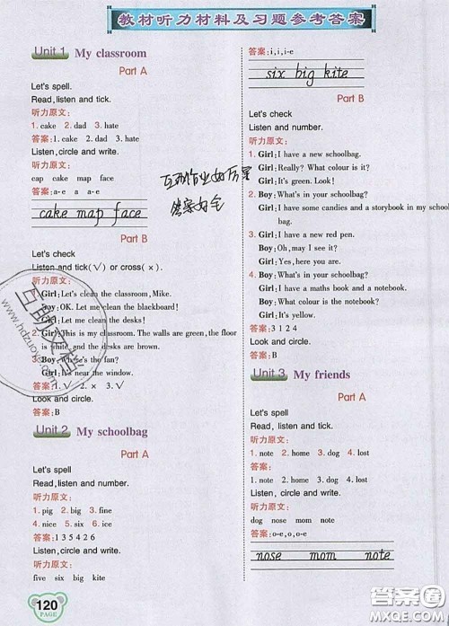 人民教育出版社2020年课本教材四年级英语上册人教版参考答案 人民教育出版社2020年课本教材四年级英语上册人教版参考答案