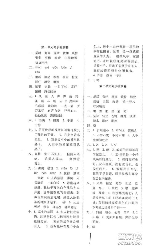 2020秋云南师大附小密卷四年级语文上册全新版答案
