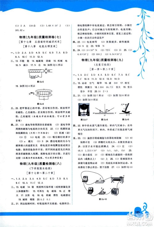 福建人民出版社2020年顶尖课课练物理九年级全一册沪科版答案