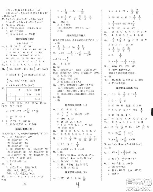 2020秋云南师大附小一线名师核心试卷六年级数学人教版答案